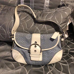 Coach Baby Blue/White Leather Mini Shoulder Purse